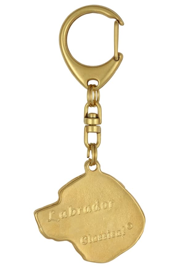 Labrador Retriever - nyckelring och halsband med en hund i en låda, högkvalitativ guldpläterad produkt, Art-Dog varumärke