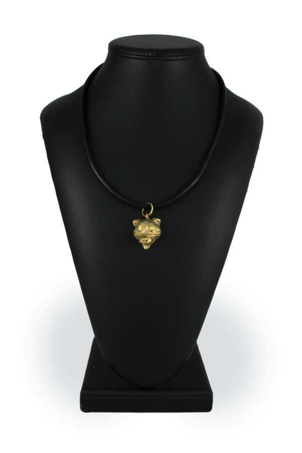 Staffordshire Bull Terrier, Staffik, Staffi - nyckelring och halsband med en hund i låda, högkvalitativ guldpläterad produkt, Art-Dog varumärke