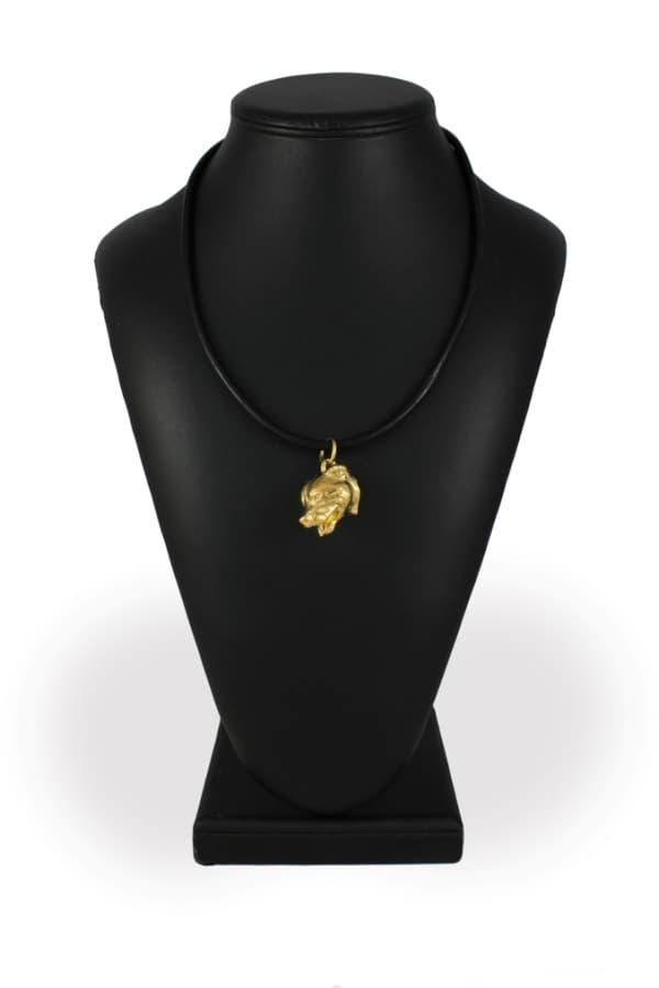 Staffordshire Bull Terrier, Staffik, Staffi - nyckelring och halsband med en hund i låda, högkvalitativ guldpläterad produkt, Art-Dog varumärke