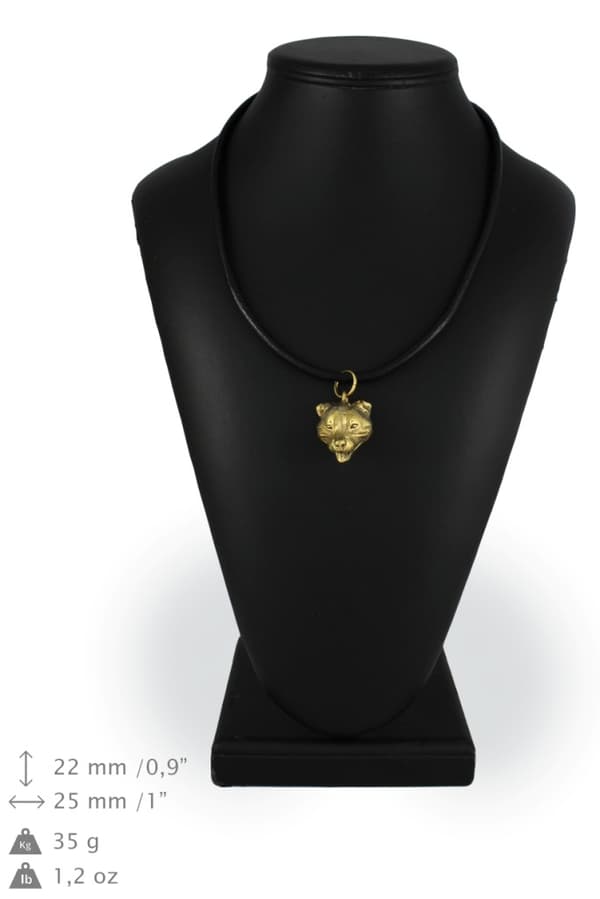 Staffordshire Bull Terrier, Staffik, Staffi - nyckelring och halsband med en hund i låda, högkvalitativ guldpläterad produkt, Art-Dog varumärke