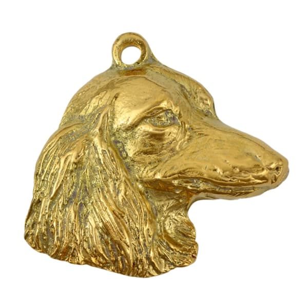Stråhåret gravhund - nøglering og halskæde med en hund i æske, højkvalitets guldbelagt produkt, Art-Dog brand