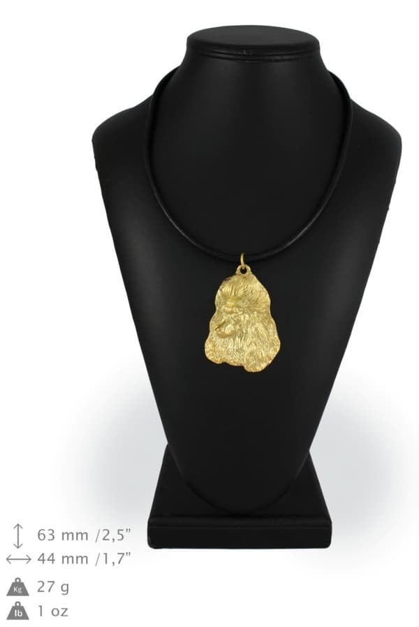 Pudel - nyckelring och halsband med en hund i en låda, högkvalitativ guldpläterad produkt, Art-Dog varumärke