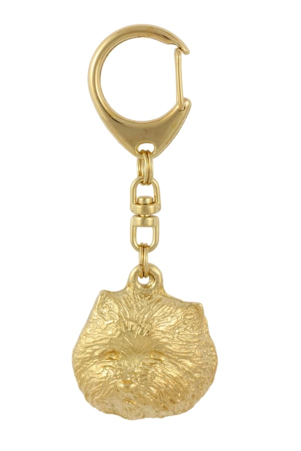 West Highland White Terrier, Westie - nyckelring och halsband med en hund i en låda, högkvalitativ guldpläterad produkt, Art-Dog varumärke