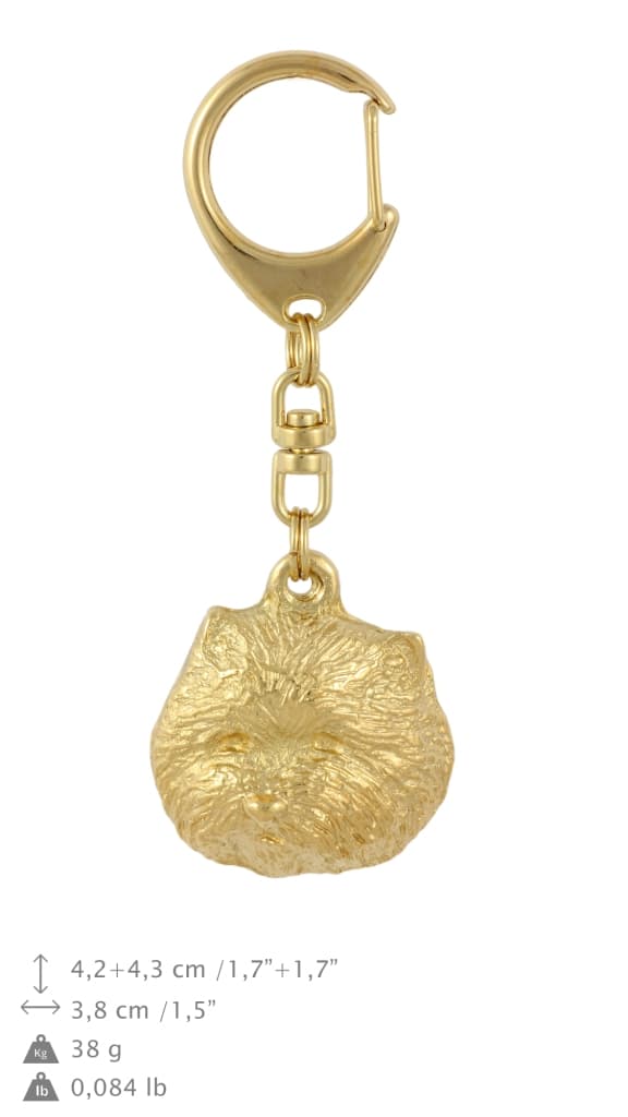 West Highland White Terrier, Westie - nyckelring och halsband med en hund i en låda, högkvalitativ guldpläterad produkt, Art-Dog varumärke
