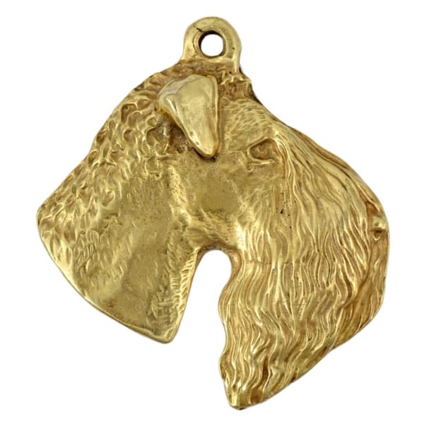 Kerry Blue Terrier, Irish Blue Terrier - nyckelring och halsband med en hund i låda, högkvalitativ guldpläterad produkt, Art-Dog varumärke