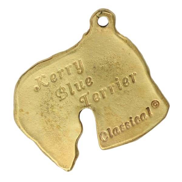 Kerry Blue Terrier, Irish Blue Terrier - nyckelring och halsband med en hund i låda, högkvalitativ guldpläterad produkt, Art-Dog varumärke