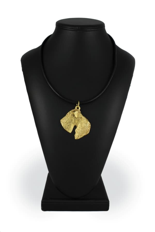 Kerry Blue Terrier, Irish Blue Terrier - nyckelring och halsband med en hund i låda, högkvalitativ guldpläterad produkt, Art-Dog varumärke