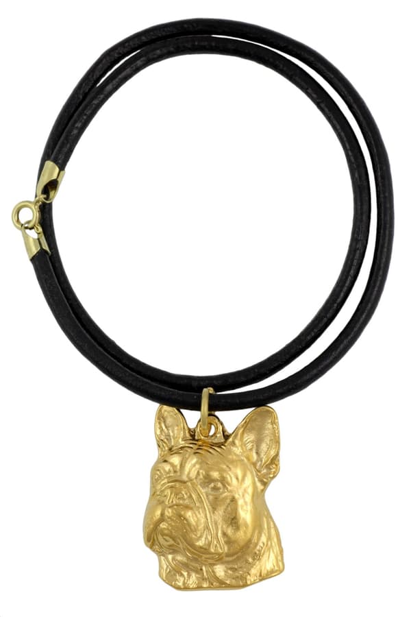 French Bulldog II - avaimenperä ja kaulakoru koiralla laatikossa, laadukas kullattu tuote, Art-Dog merkki