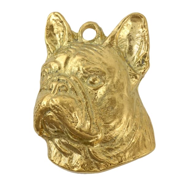 French Bulldog II - avaimenperä ja kaulakoru koiralla laatikossa, laadukas kullattu tuote, Art-Dog merkki