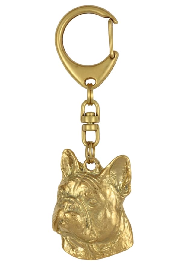 French Bulldog II - avaimenperä ja kaulakoru koiralla laatikossa, laadukas kullattu tuote, Art-Dog merkki