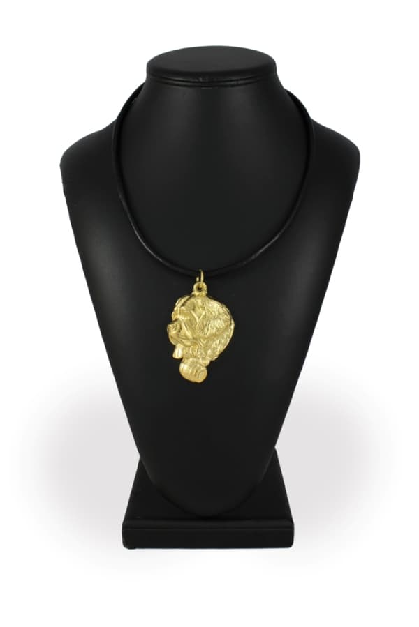 St. Bernard, hund från St. Bernarda - nyckelring och halsband med en hund i en låda, högkvalitativ guldpläterad produkt, Art-Dog varumärke
