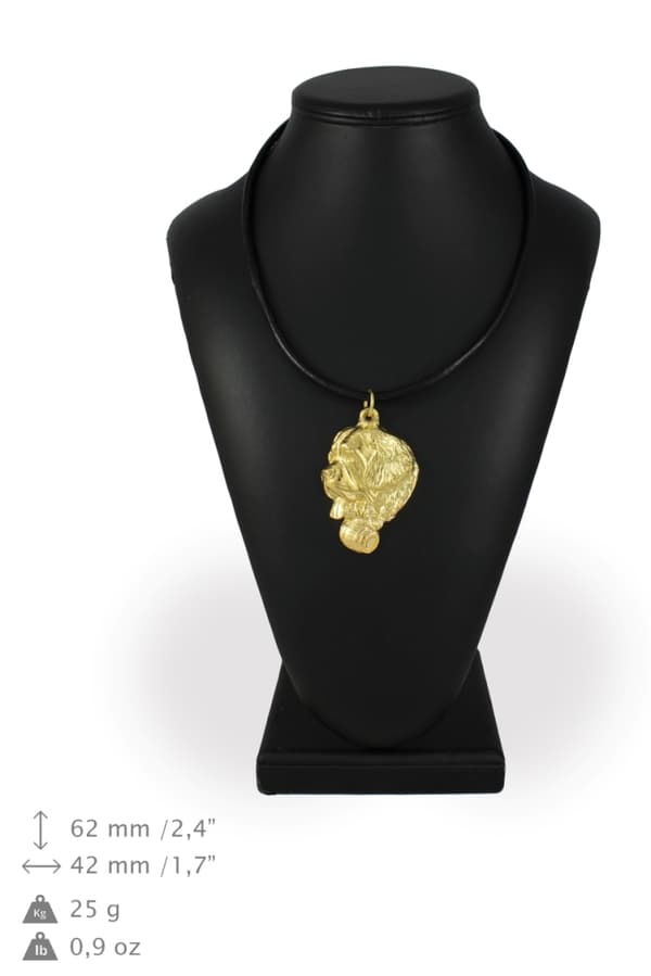 St. Bernard, hund från St. Bernarda - nyckelring och halsband med en hund i en låda, högkvalitativ guldpläterad produkt, Art-Dog varumärke