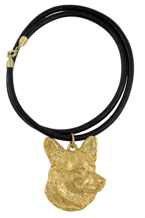 Cardigan Welsh Corgi - nyckelring och halsband med en hund i en låda, högkvalitativ guldpläterad produkt, Art-Dog varumärke