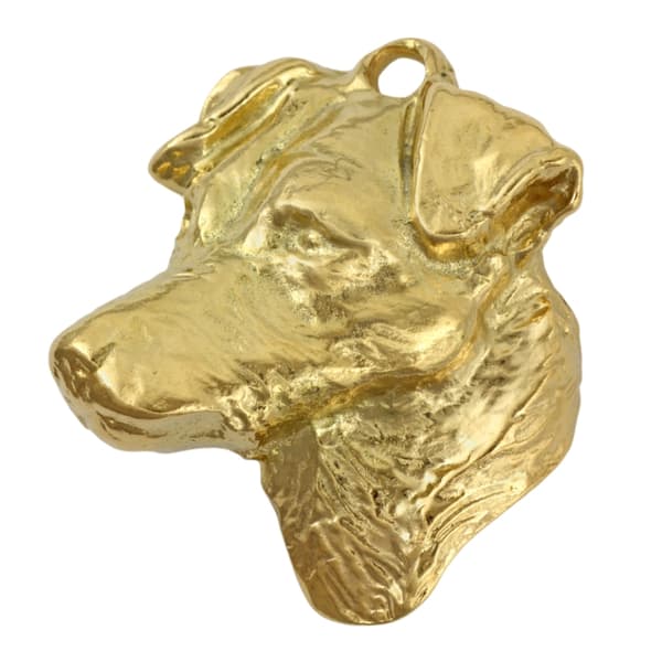 Jack Russell Terrier - nyckelring och halsband med en hund i en låda, högkvalitativ guldpläterad produkt, Art-Dog varumärke