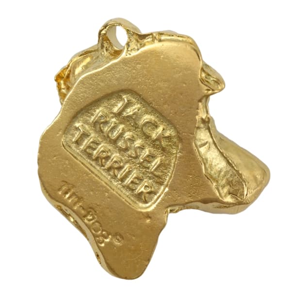 Jack Russell Terrier - nyckelring och halsband med en hund i en låda, högkvalitativ guldpläterad produkt, Art-Dog varumärke