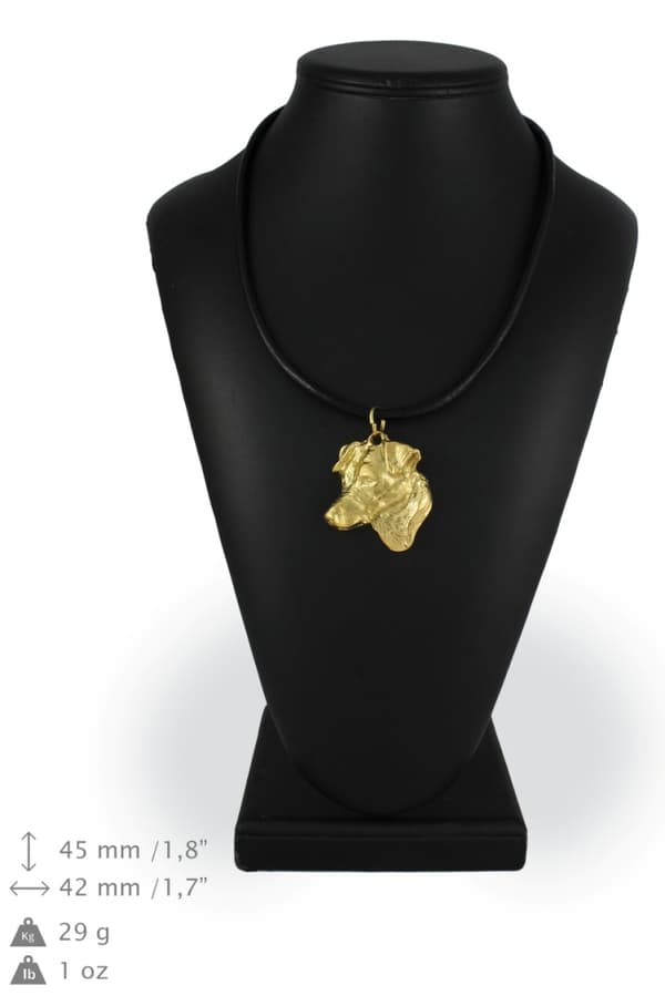 Jack Russell Terrier - nyckelring och halsband med en hund i en låda, högkvalitativ guldpläterad produkt, Art-Dog varumärke