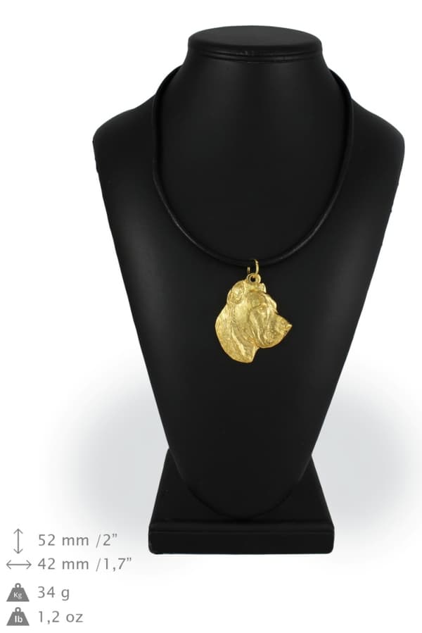 Presa Canario, Grand Danois - nyckelring och halsband med en hund i en låda, högkvalitativ guldpläterad produkt, Art-Dog varumärke