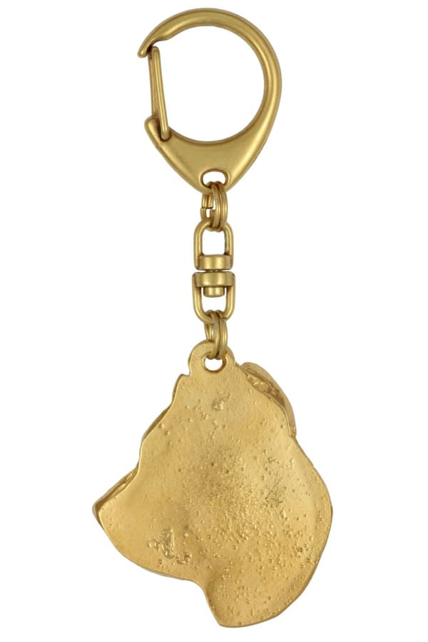 Presa Canario, Grand Danois - nyckelring och halsband med en hund i en låda, högkvalitativ guldpläterad produkt, Art-Dog varumärke