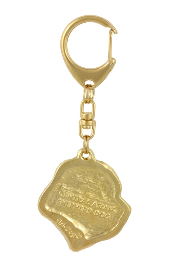 Central Asian Shepherd Dog - nyckelring och halsband med en hund i en låda, högkvalitativ guldpläterad produkt, Art-Dog varumärke