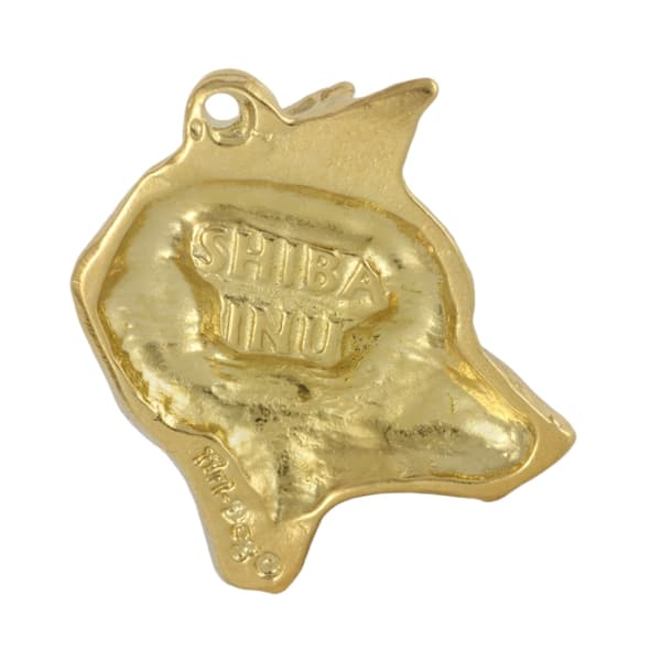 Shiba Inu - nyckelring och halsband med en hund i en låda, högkvalitativ guldpläterad produkt, Art-Dog varumärke