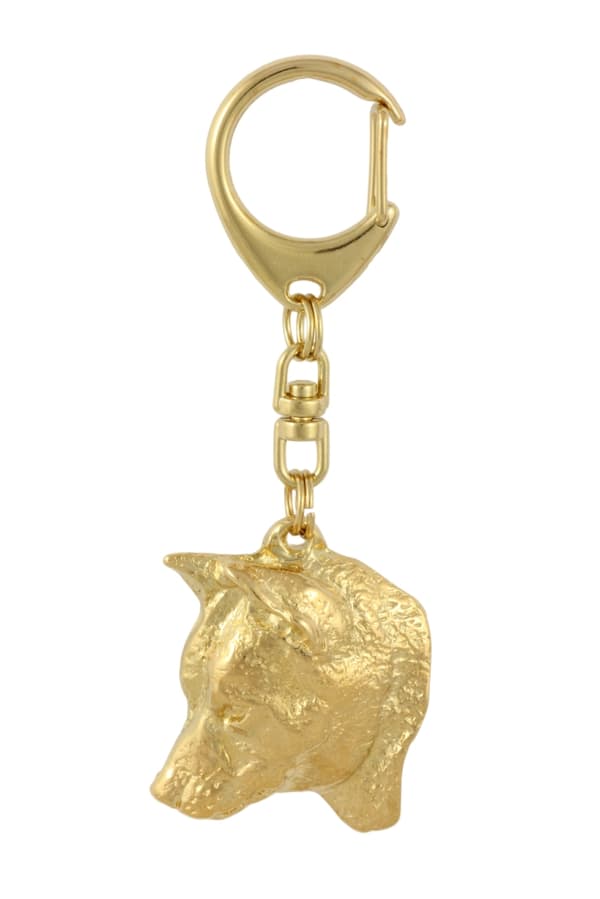 Shiba Inu - nyckelring och halsband med en hund i en låda, högkvalitativ guldpläterad produkt, Art-Dog varumärke