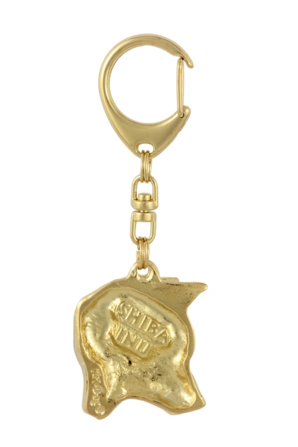 Shiba Inu - nyckelring och halsband med en hund i en låda, högkvalitativ guldpläterad produkt, Art-Dog varumärke