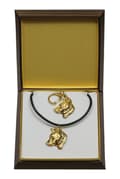 Miniatyrbild 2 av 10: Shiba Inu - nyckelring och halsband med en hund i en låda, högkvalitativ guldpläterad produkt, Art-Dog varumärke
