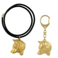 Miniatyrbild 1 av 10: Shiba Inu - nyckelring och halsband med en hund i en låda, högkvalitativ guldpläterad produkt, Art-Dog varumärke
