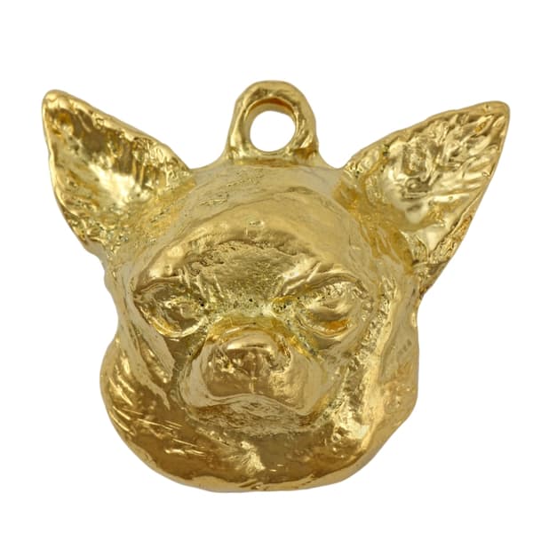 Korthåret Chihuahua - nøglering og halskæde med en hund i æske, højkvalitets guldbelagt produkt, Art-Dog brand