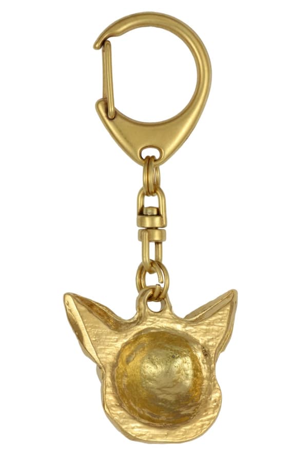 Korthåret Chihuahua - nøglering og halskæde med en hund i æske, højkvalitets guldbelagt produkt, Art-Dog brand
