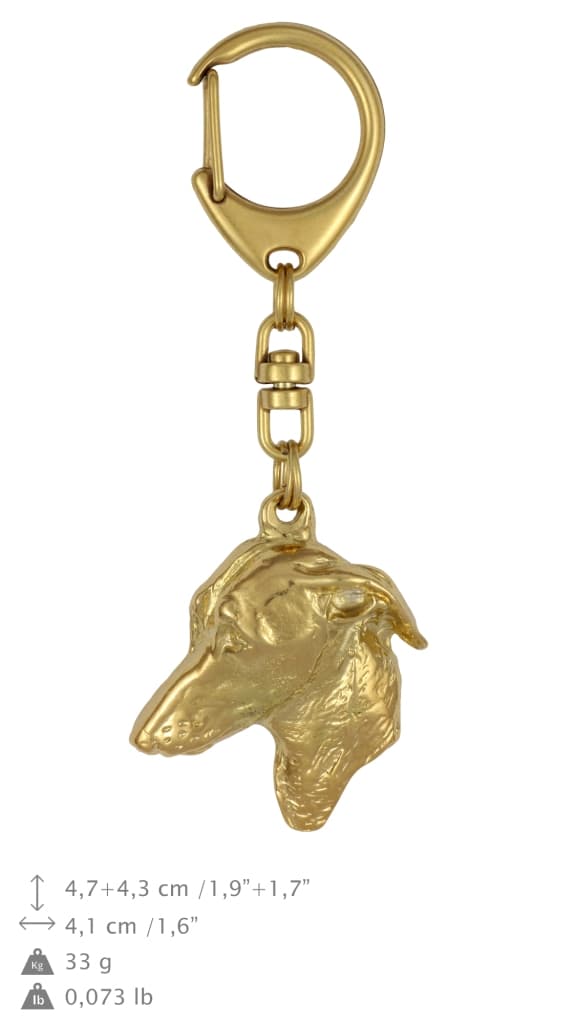 Italiensk Greyhound, Italiensk Greyhound - nøglering og halskæde med en hund i æske, højkvalitets guldbelagt produkt, Art-Dog brand
