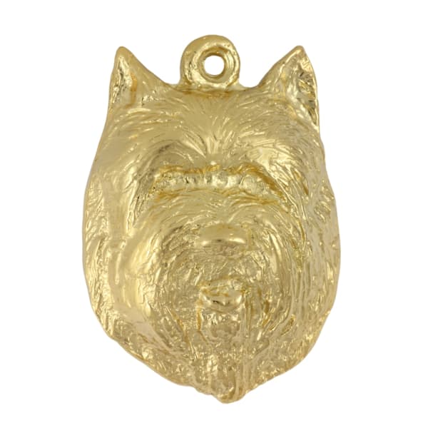 Cairn Terrier II - avaimenperä ja kaulakoru koiralla laatikossa, laadukas kullattu tuote, Art-Dog merkki