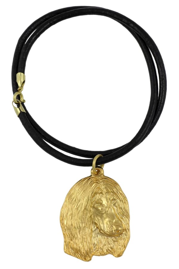 Afghan Hound II - nyckelring och halsband med en hund i en låda, högkvalitativ guldpläterad produkt, Art-Dog varumärke