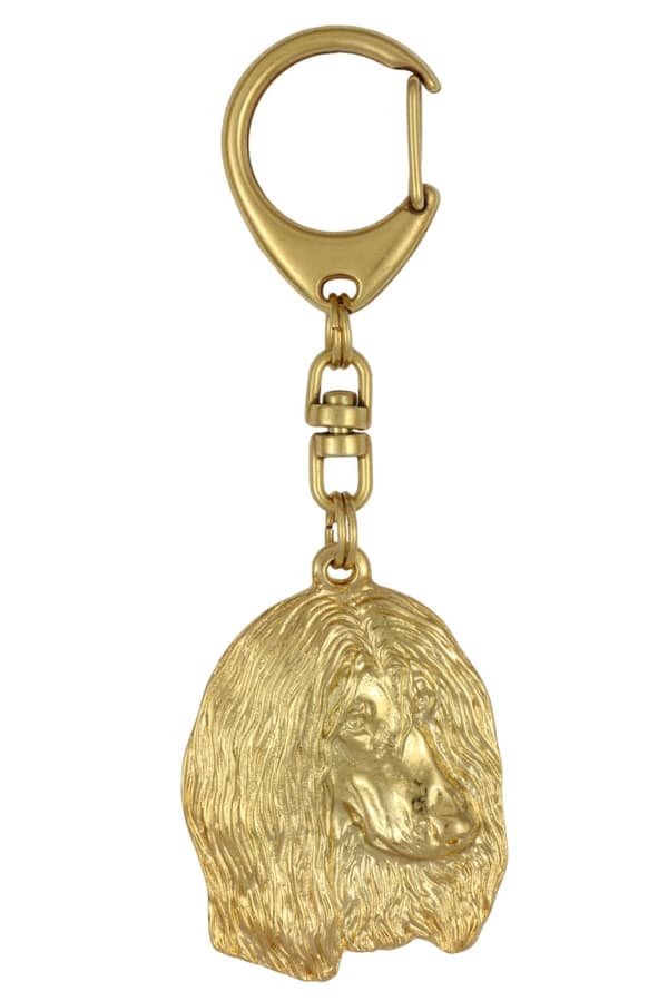 Afghan Hound II - nyckelring och halsband med en hund i en låda, högkvalitativ guldpläterad produkt, Art-Dog varumärke