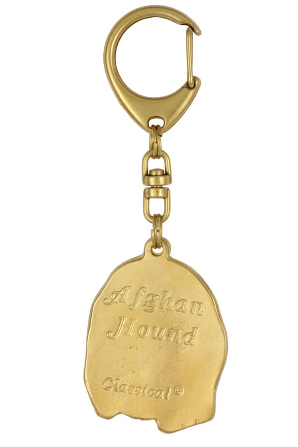 Afghan Hound II - nyckelring och halsband med en hund i en låda, högkvalitativ guldpläterad produkt, Art-Dog varumärke