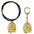 Miniatyrbild 1 av 10: Afghan Hound II - nyckelring och halsband med en hund i en låda, högkvalitativ guldpläterad produkt, Art-Dog varumärke