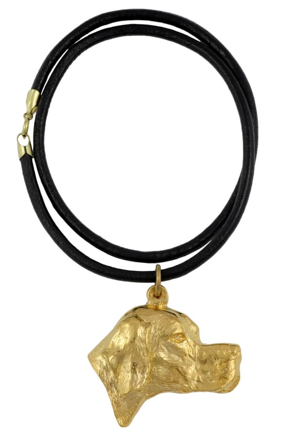 Pointer - nyckelring och halsband med en hund i en låda, högkvalitativ guldpläterad produkt, Art-Dog varumärke