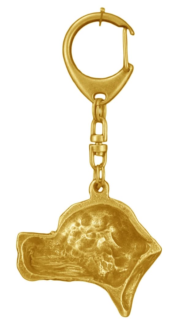 Pointer - nyckelring och halsband med en hund i en låda, högkvalitativ guldpläterad produkt, Art-Dog varumärke