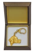 Miniatyrbild 2 av 10: Pointer - nyckelring och halsband med en hund i en låda, högkvalitativ guldpläterad produkt, Art-Dog varumärke