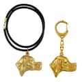 Miniatyrbild 1 av 10: Pointer - nyckelring och halsband med en hund i en låda, högkvalitativ guldpläterad produkt, Art-Dog varumärke