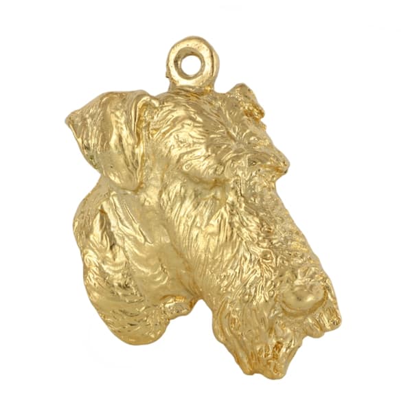 Airedale Terrier, Waterside Terrier - nøglering og halskæde med en hund i æske, højkvalitets guldbelagt produkt, Art-Dog brand