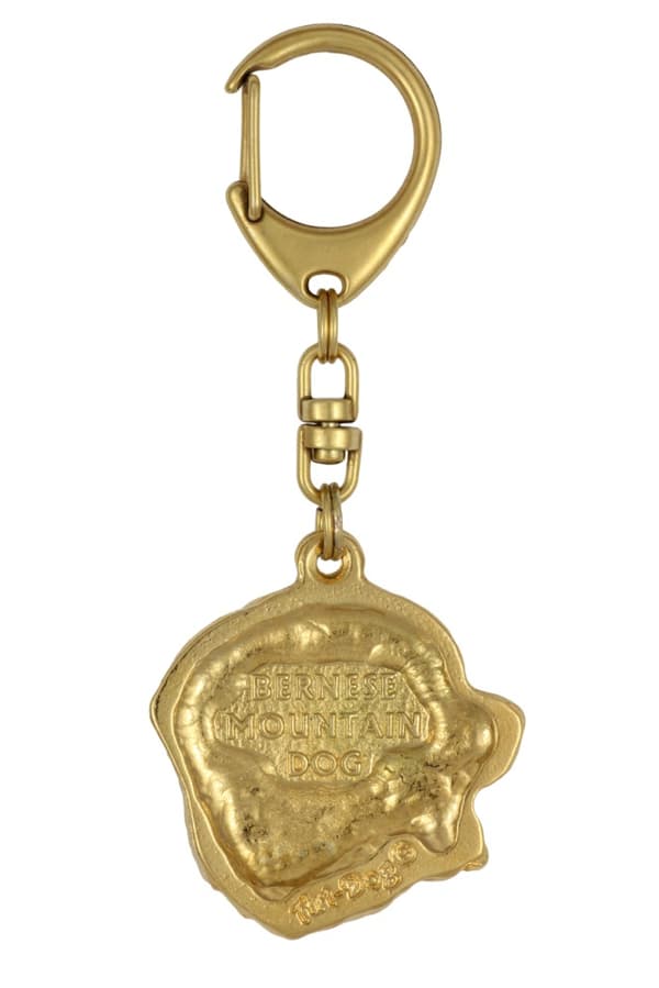 Berner Sennenhund, Berner Sennenhund - nyckelring och halsband med hund i låda, högkvalitativ guldpläterad produkt, Art-Dog varumärke