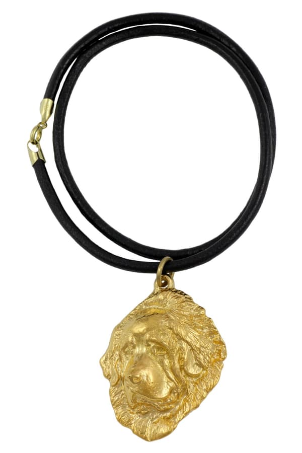 Tibetansk Mastiff, Tibetansk Grand Danois - nyckelring och halsband med en hund i en låda, högkvalitativ guldpläterad produkt, Art-Dog varumärke