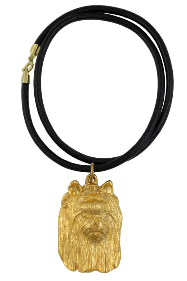 Yorkshire Terrier, York, York, Yorkie III - nyckelring och halsband med en hund i en låda, högkvalitativ guldpläterad produkt, Art-Dog varumärke