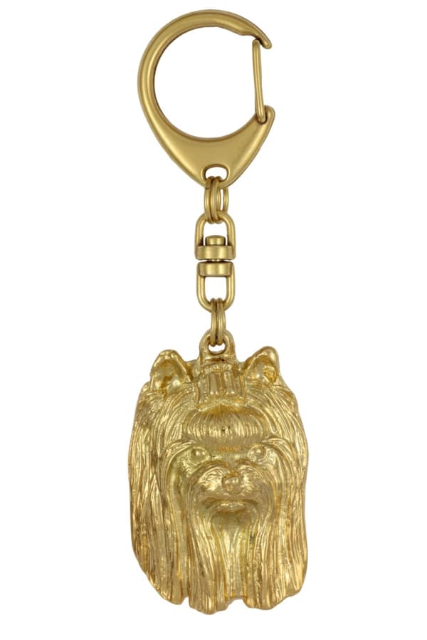 Yorkshire Terrier, York, York, Yorkie III - nyckelring och halsband med en hund i en låda, högkvalitativ guldpläterad produkt, Art-Dog varumärke