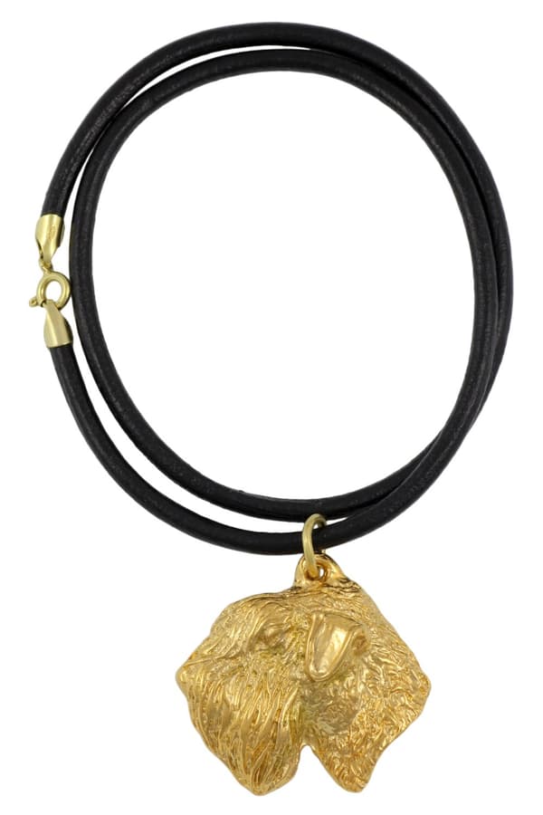 Belagd wheaten terrier - nyckelring och halsband med en hund i en låda, högkvalitativ guldpläterad produkt, Art-Dog varumärke