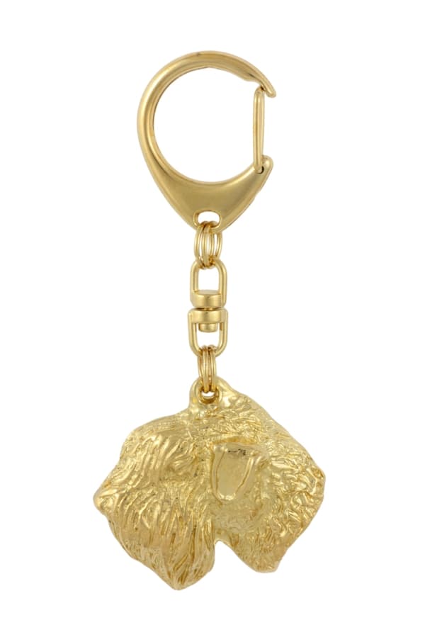 Belagd wheaten terrier - nyckelring och halsband med en hund i en låda, högkvalitativ guldpläterad produkt, Art-Dog varumärke