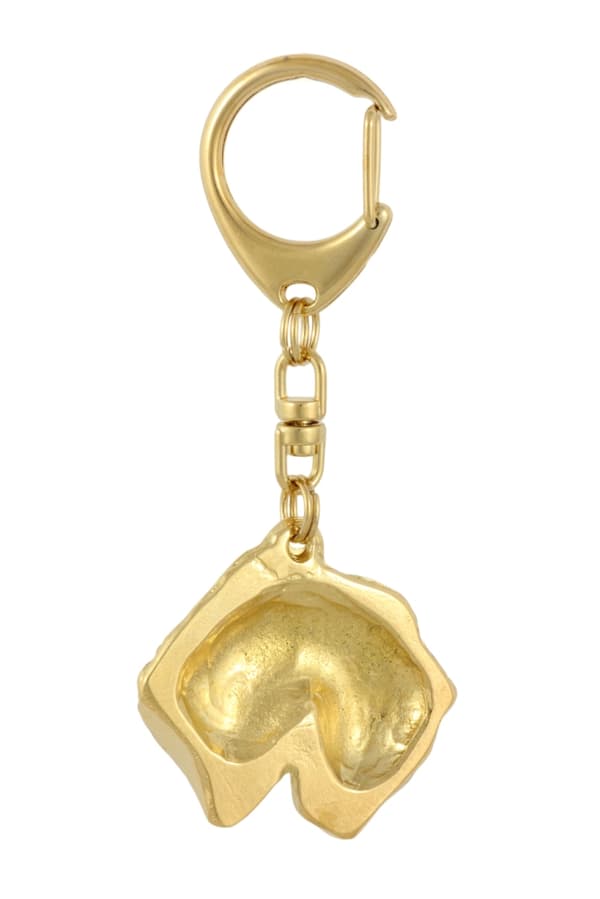 Belagd wheaten terrier - nyckelring och halsband med en hund i en låda, högkvalitativ guldpläterad produkt, Art-Dog varumärke