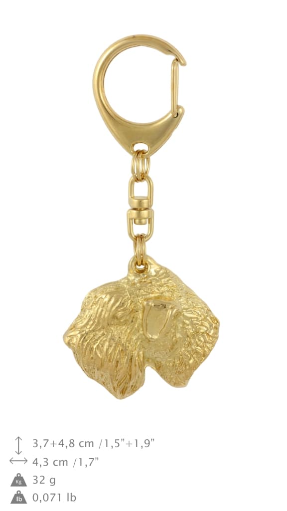Belagd wheaten terrier - nyckelring och halsband med en hund i en låda, högkvalitativ guldpläterad produkt, Art-Dog varumärke