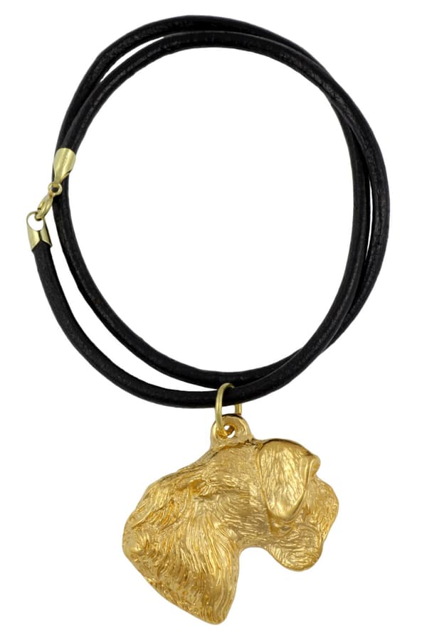 Czech Terrier, Cesky Terrier - nyckelring och halsband med en hund i en låda, högkvalitativ guldpläterad produkt, Art-Dog varumärke